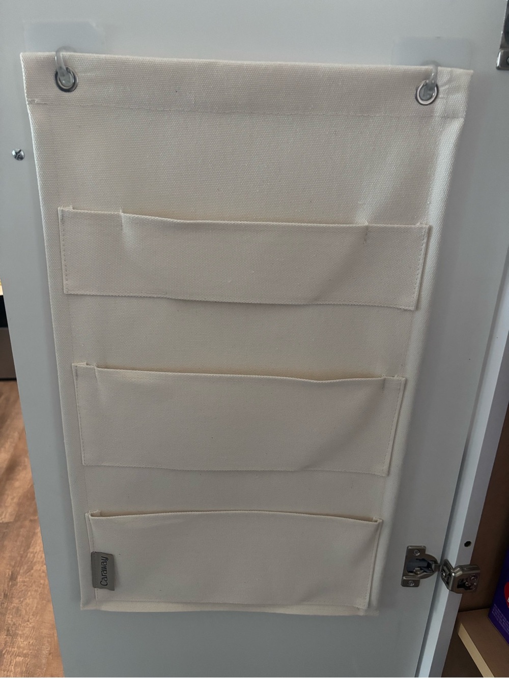 Canvas Over-Door 3-Pocket Organizer in Cream